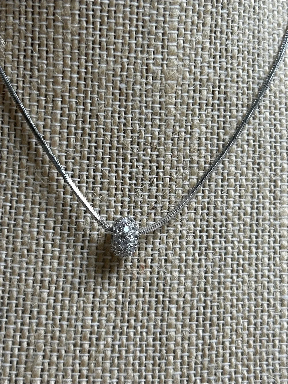 Sterling Silver Crystal zirconia Pave Slider Necklace - Silver